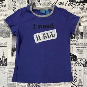 TeeCo Women's Navy and Grey T-shirt graphic slogan y2k vintage